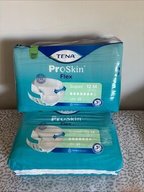 (2) TENA ProSkin Flex Super 12M Incontinence Briefs